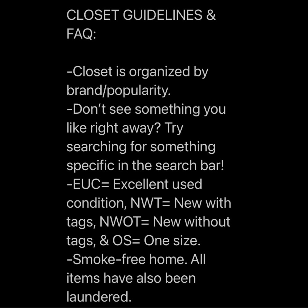 CLOSET GUIDELINES & FAQS